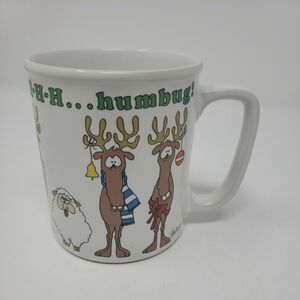 Reindeer Christmas Message Mugs Sheep Mug Bah-h-h Humbug Vintage Japan Fabrizio